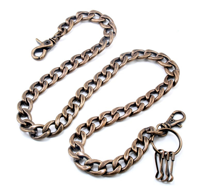 Double K Strong Wallet Chain For Jeans - Chrome Steel, 10" Chain With Lobster Claw & Key Ring