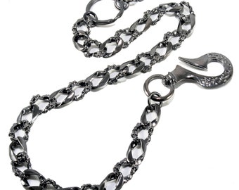 DoubleK Short Medieval Knight Biker Trucker Key Jean Wallet Chain (14"/24.5") Silver/Black CS102MLT