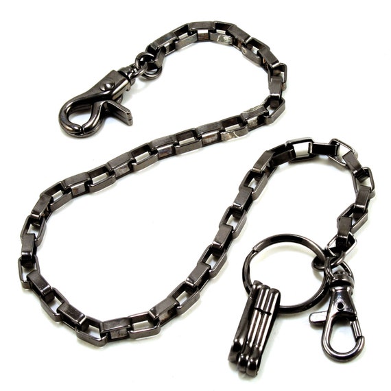 22/" Genuine Leather Braided Twisted Trucker Rocker Biker Key Jean Wallet Chain