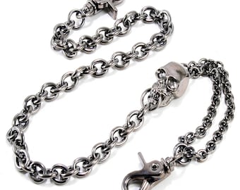 DoubleK Skull Simple Strong Biker Trucker Key Jean Wallet Chain (25") Black / Silver SYC135MLT