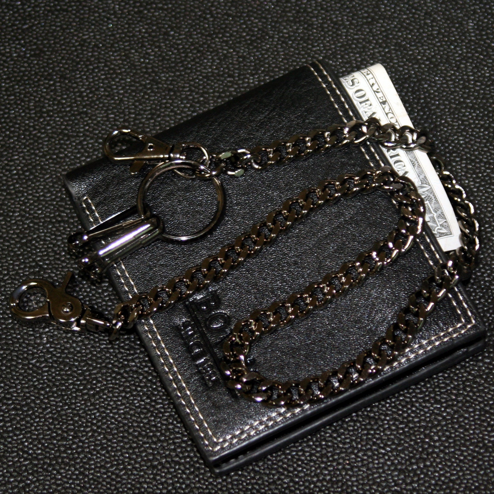 DoubleK Basic Biker Trucker Keychain Wallet Chain - 19 Inch (Black) CS152