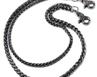 DoubleK 2 Roof Durable Biker Key Jean Wallet Chain (24") Silver / Black NCS68MLT