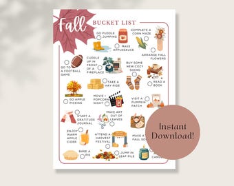 Fall Bucket List, Autumn Activities Printable (PDF)