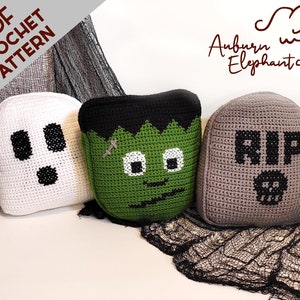 Spooky Pillow Set- CROCHET PATTERN-PDF Only-Handmade Halloween Decor