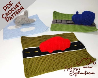 Vroom Plushies and Play Mats- CROCHET PATTERN-PDF Only-Handmade Gifts for Kids, Quick Crochet Gifts