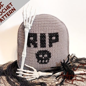 Grafsteenkussen-HAAKPATROON-PDF Alleen handgemaakt Halloween-decor