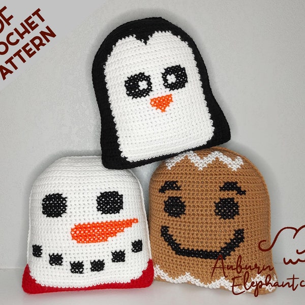 Winter Friends Pillow Set- CROCHET PATTERN-PDF Only-Handmade Winter Decor, Seasonal Designs