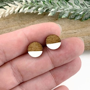 Wood Stud Earrings/ Wood Post Earrings/ Minimalist Wood Earrings/ Stud Earrings/ Sustainable Wood Jewelry/ Geometric Stud/ Hypoallergenic