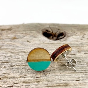 Wood Stud Halfie Earrings/ Wood Post Earrings/ Minimalist Wood Earrings/ Stud Earrings/ Sustainable Earrings/ Unisex Studs/ Hypoallergenic