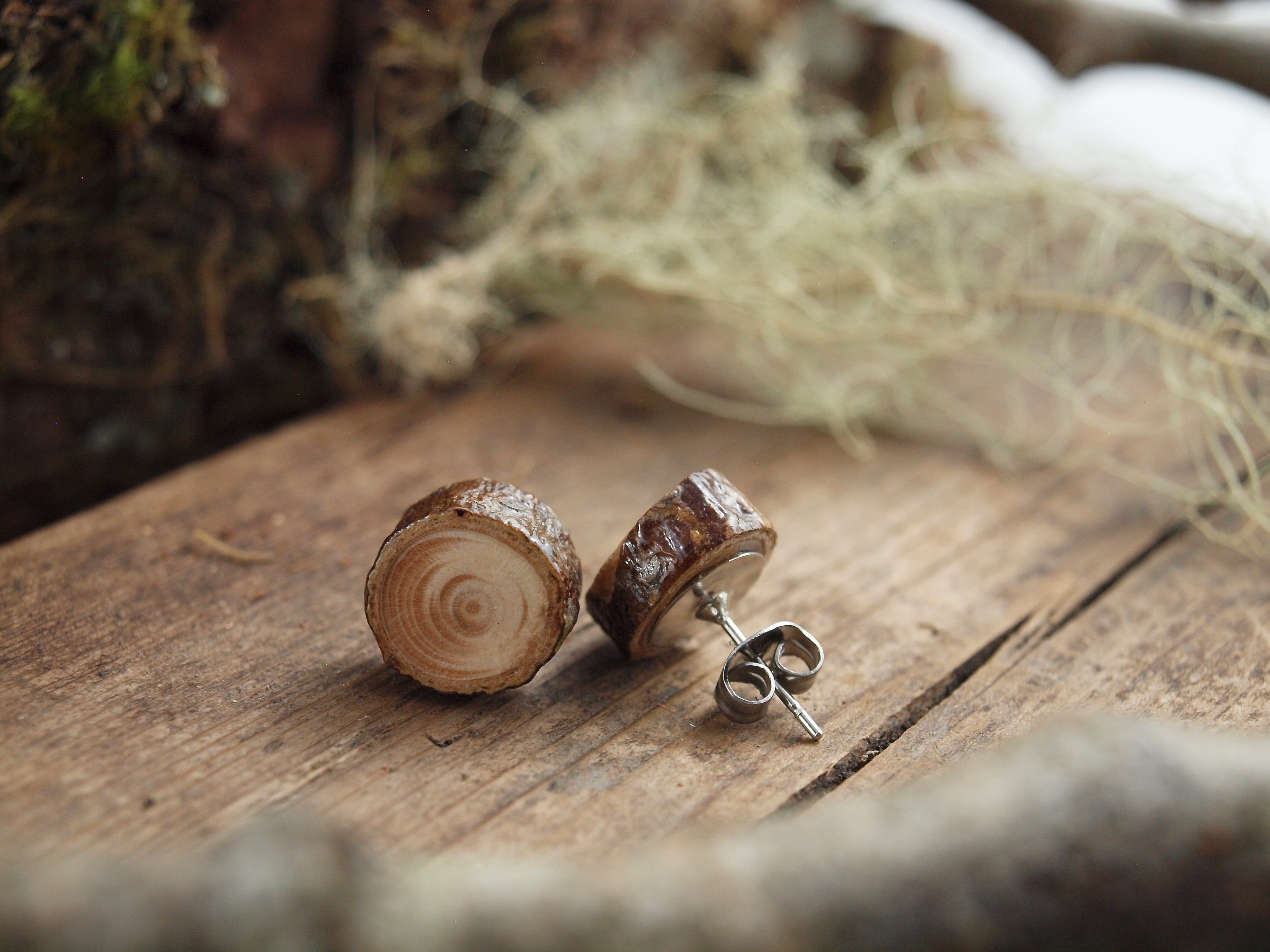 Wood Hoops | Tan & Olive | Handmade Wood Earrings for Men or Women