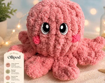 Finger Knit Octopus Plushie Pattern: Video Tutorial & PDF Included (Digital Download)
