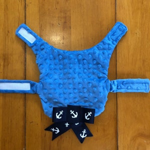 Anchor Dog Coat | Warm Fleece w/ Bow Detail | Adjustable | Sizes XXS, X-Small, Small
