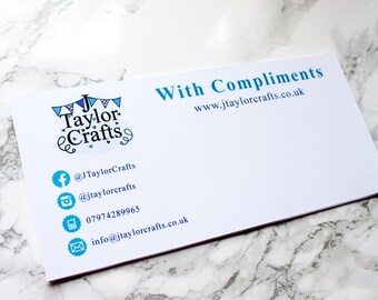 Compliment slips, thank you for your order, loyalty card, customer loyalty, with thanks, compliment cards, customer appreciation card.