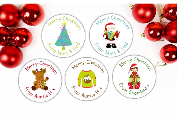 SANTAS MILK CHRISTMAS ROUND STICKERS LABELS GIFT TAGS MATT OR GLOSS FINISH