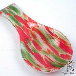 A fused glass decorative spoon rest &quot;Winter holidays&quot;