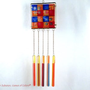Fused glass wind chime for outdoor