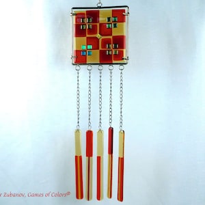 Fused glass wind chime for outdoor