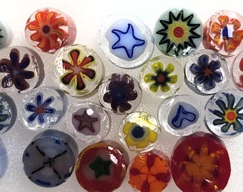 thumbnail image 2 of Yellow Star Murrine Millefiori Glass Slices - COE 96 Compatible For Fusing & Glass Art Projects (1/2 Oz) 2 of 4