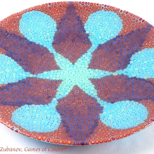 Large Fused glass decorative Platter &quot;Surprise&quot;; decorative tray; centerpiece; glass plate; round plate; murrine;