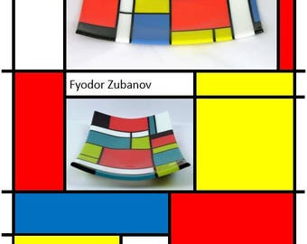 e-Book: "Mondrian pattern in glass" | glass fusing tutorial | fused glass | mondrian design | De Stijl | advanced skills