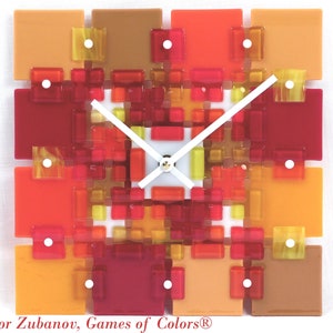 Fused Glass Wall Clock Square Time - Sunny day; square clock; art glass; wall accent; birthday gift; decorative clock