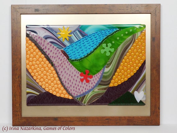 A Decorative Fused Glass Art Object Lovely Valley - Fused Glass Artwork Wall A Decorative Fused Glass Art Object Lovely Valley - Fused Glass Artwork Wall