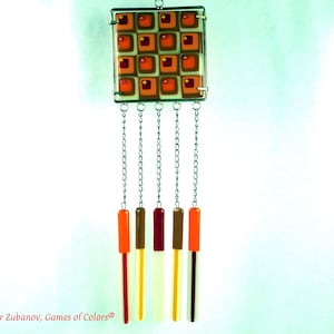 Fused glass wind chime for outdoor