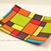 A Decorative glass plate "Mondrianian Game"; fused glass; rectangular plate; art glass; room accent; centerpiece; geometrical design