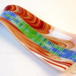 A hand-crafted glass decorative spoon rest &quot;Texas&quot;; fused glass, kitchen accent, colorful foodie gift, made in USA