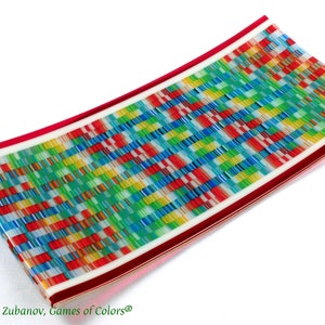 Fused Glass Platter: Rectangular Art Glass Plate, "Fabric II" Design (16x8 inches)