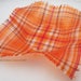 Decorative fused glass bowl "Tartan basket"; Orange; Art glass; square bowl; napkin illusion; threaded bowl