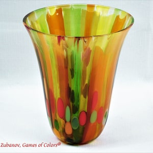 A small fused glass vase &quot;Fall bouquet&quot;; decorative vessel; original design; art glass