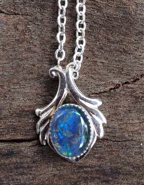 Natural Australian Triplet Opal Pendant Solid 925… - image 1