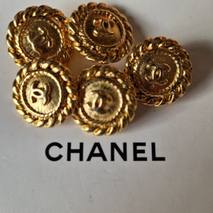 CHANEL Buttons Stamped Vintage Authentic Rare Black With 