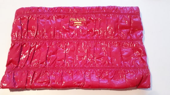 Leather clutch PRADA pink leather