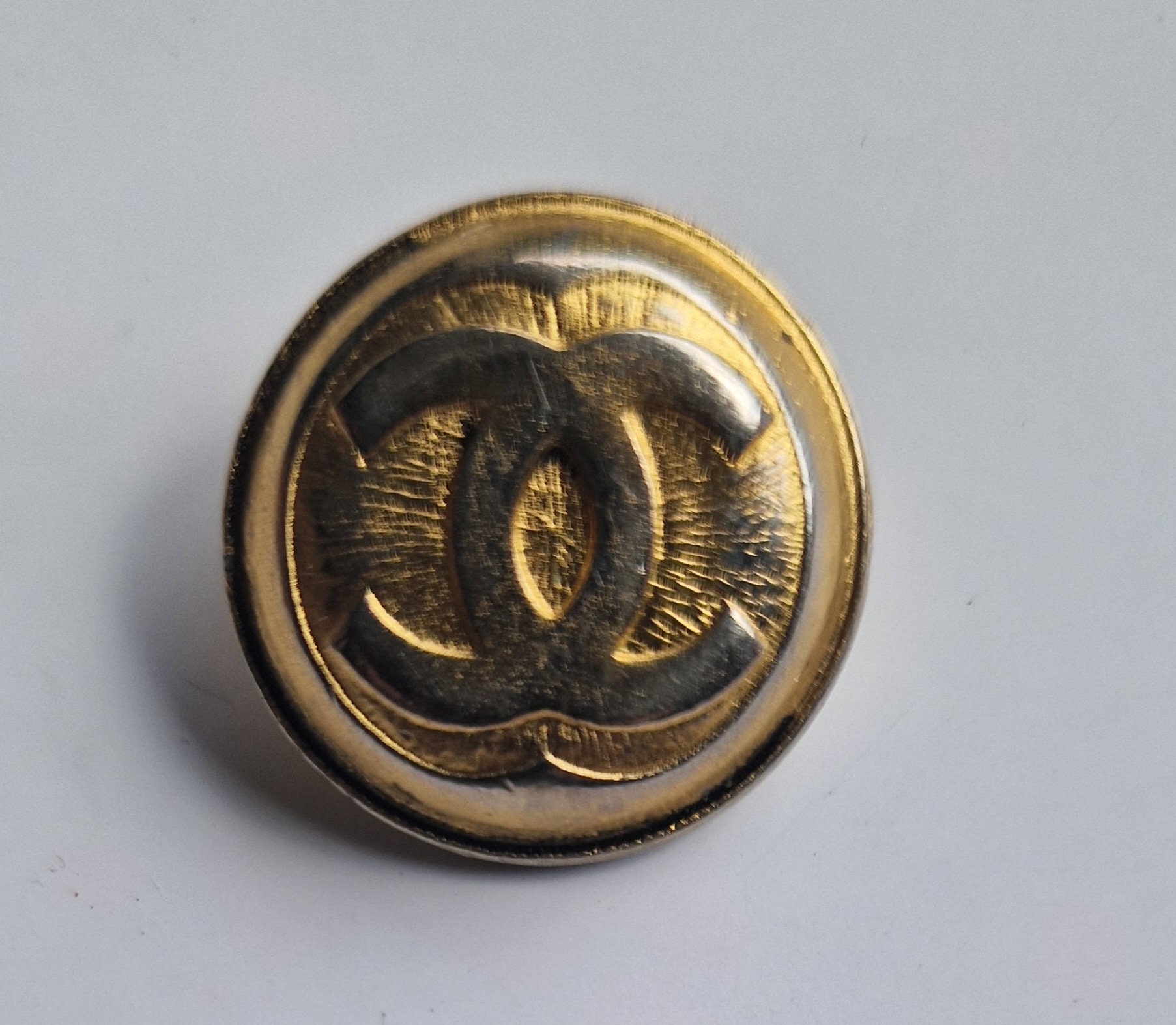 6 Set CHANEL Buttons Vintage CC Logo Black & Black Silver & Gold Lot