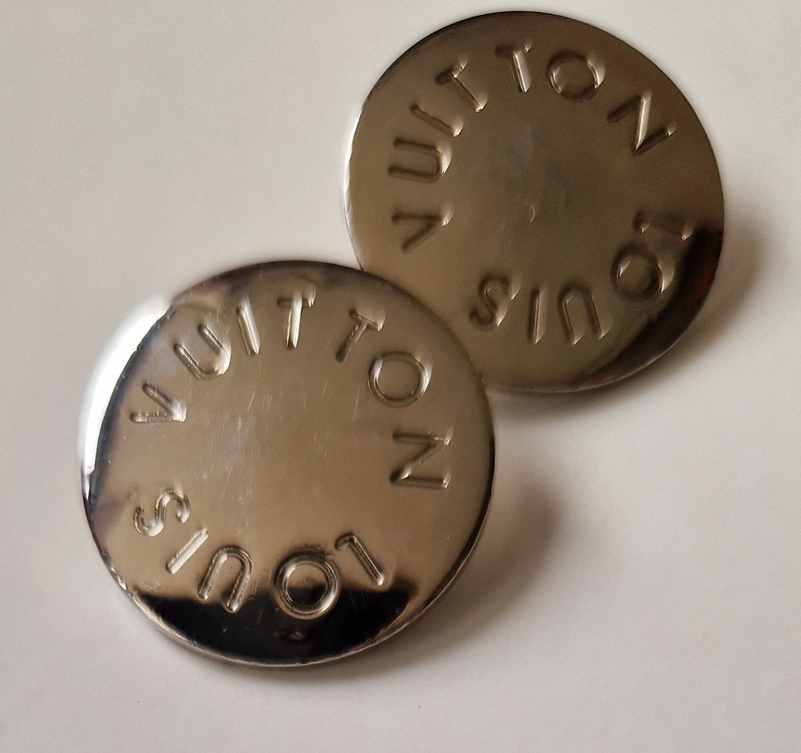 Vintage Repurposed Louis Vuitton Silver Button Hair Pin