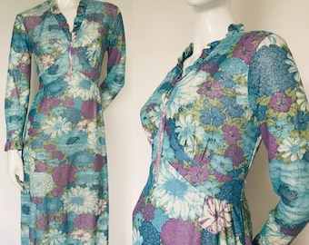 Metallic silver fleck  1960s 1970s dress uk size 10