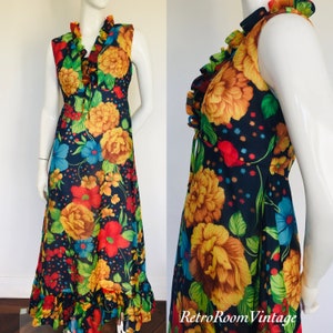 1960s big flower print dress Uk size 8
