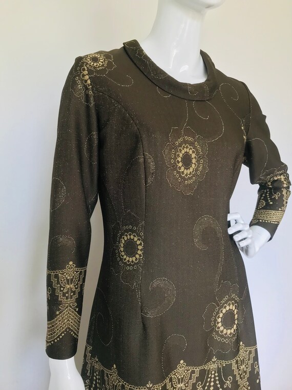 Wonderful 1960s 1970s metallic maxi dress uk Size… - image 8