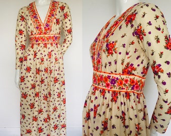 1960s 1970s Joseph Magnin printed dress Uk size 8 10