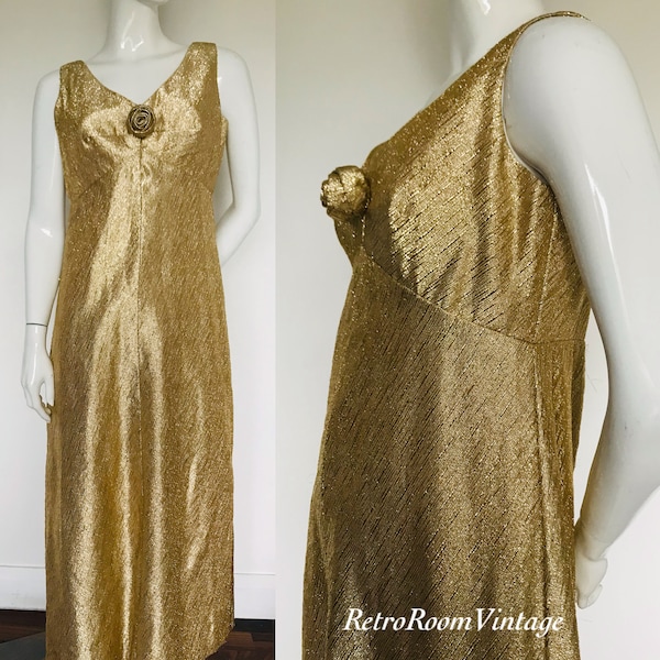 Gold 1950s 1960s sparkling evening dress Uk size 10 12