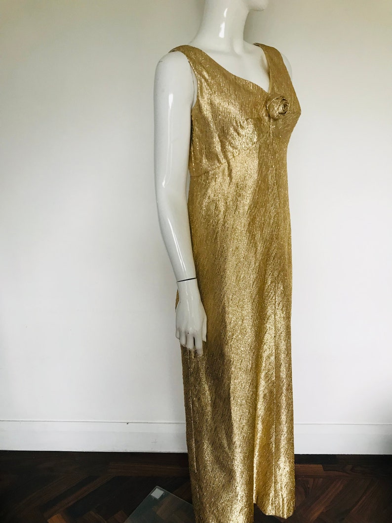 Gold 1950s 1960s sparkling evening dress Uk size 10 12 image 8
