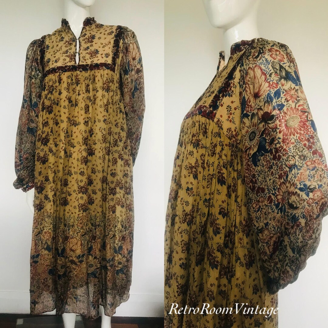 1970s Deadstock Indian Block Print Dress