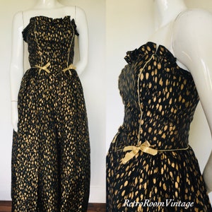 Super 1980s black & gold  dress uk size 6