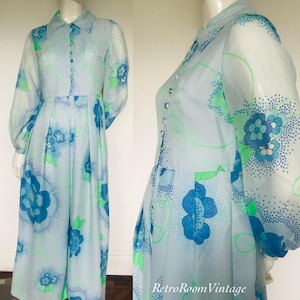 1960s 1970s vivid print dress Uk size 10