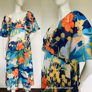 Fabulous 1960s 1970s vivid print dress Uk size 12