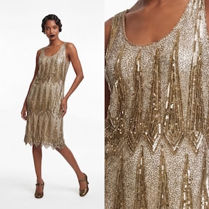 1920s Rare Original sequin beaded Art Deco flapper dress xs uk size 6