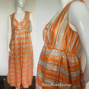 1960s 1970s metallic orange dress Uk size 10