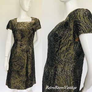 1950s 1960s sparkling green cocktail dress uk size 10 12